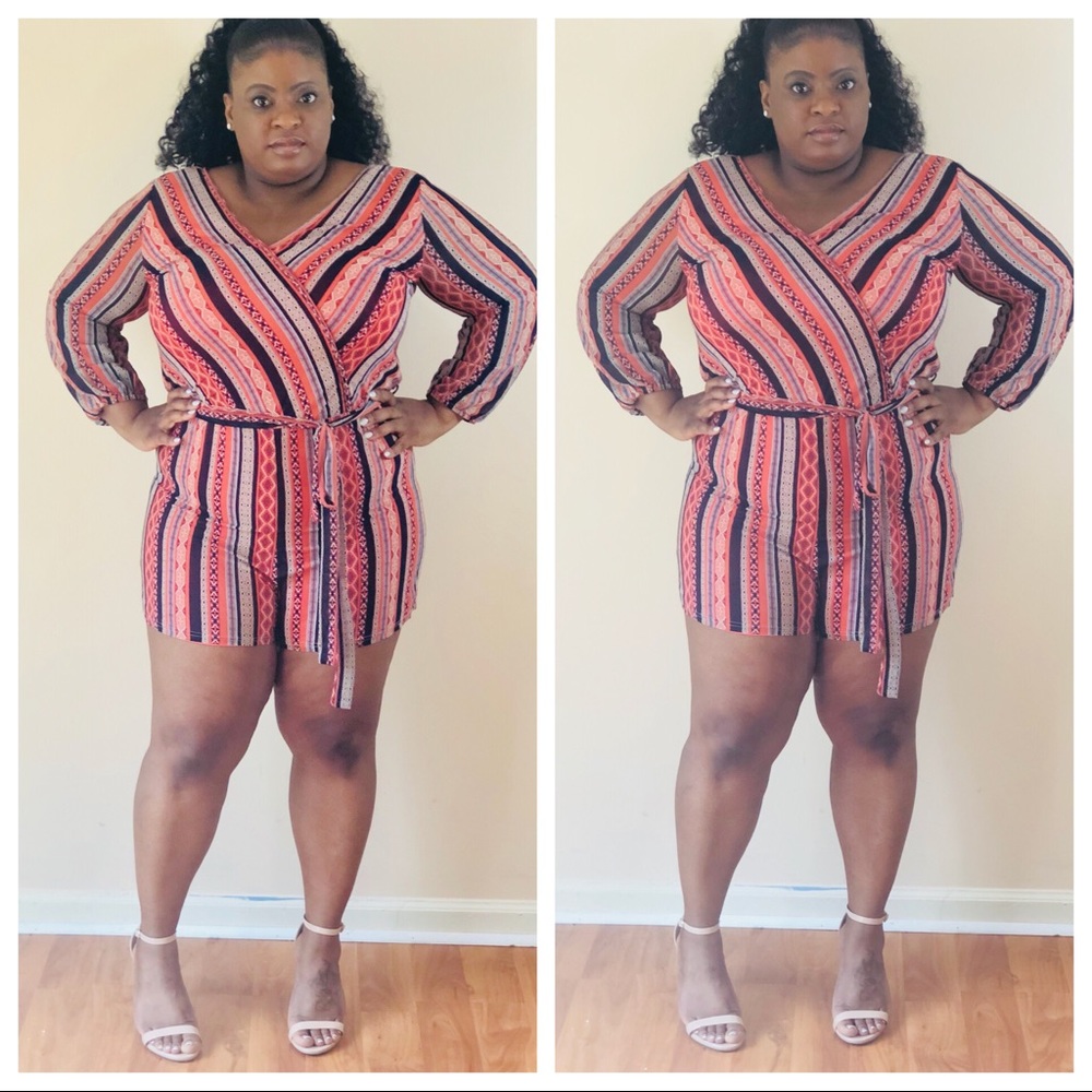 PLUS SIZE CORAL ROMPER
